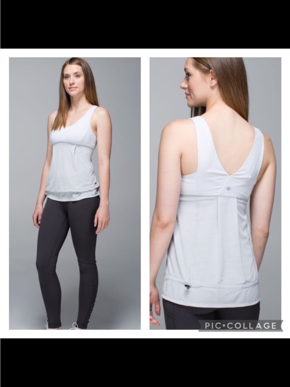 Lululemon Hustle & Bustle Tank Heathered Lt Grey / Wee Stripe White Silver Spoon